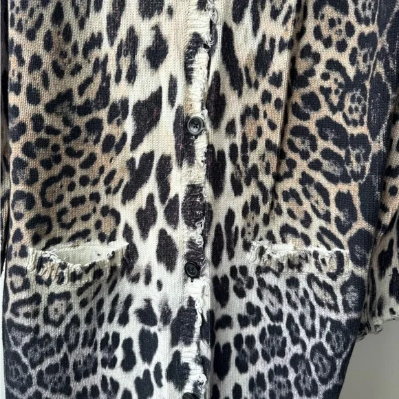 R13 Leopard Print Cardigan in Black and Cream - Picture 6 of 11